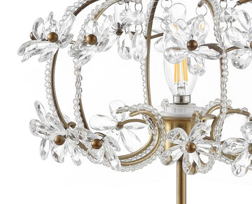 Clara 20.5" Crystal Flower Beaded Girandole Metal/Acrylic LED Table Lamp - JONATHAN Y